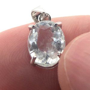 Aquamarine 1.90ct White Gold Finish Solid 925 Sterling Silver Pendant